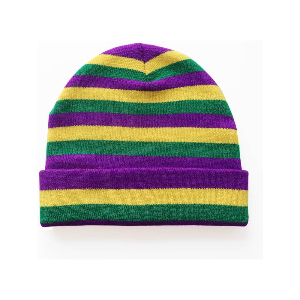 MARDI GRAS MUTLI COLOR BEANIE HAT