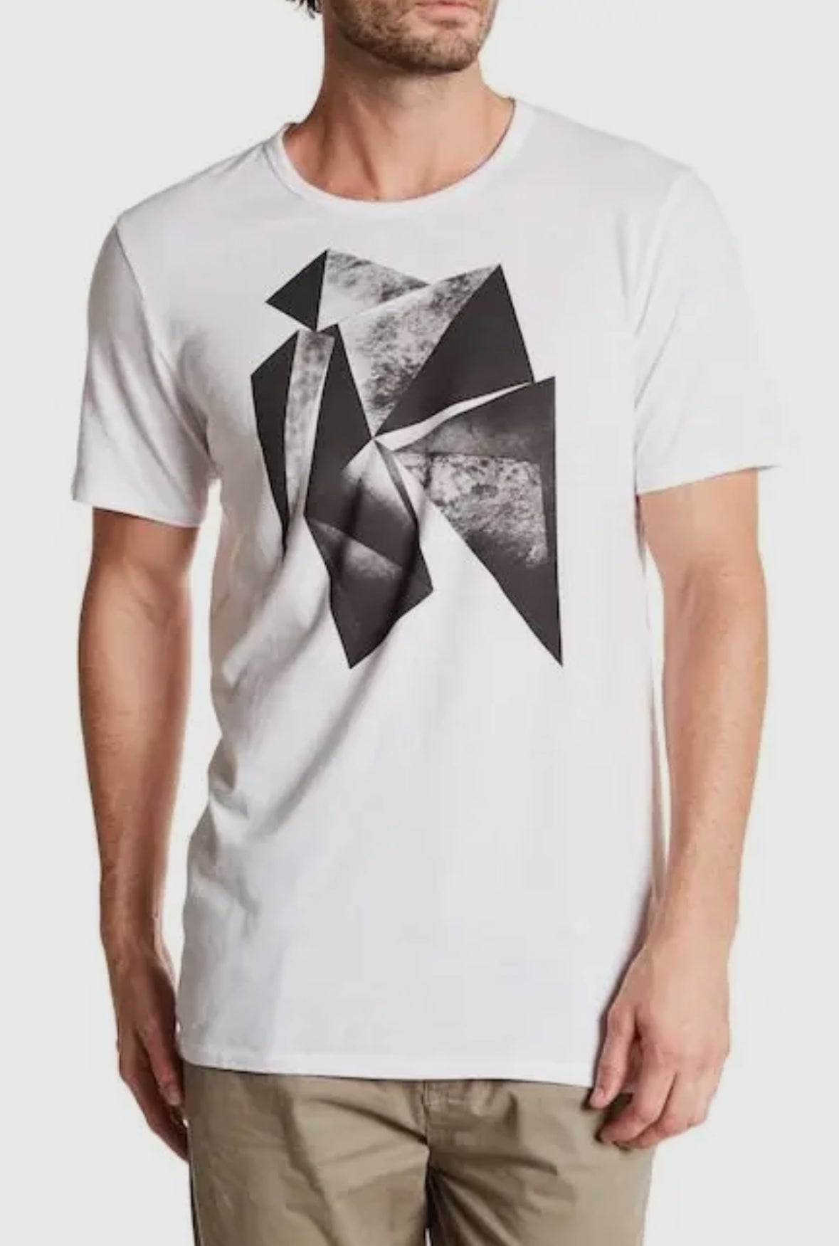 MEN WHITE & BLACK ABSTRACT GRAPHIC TEE