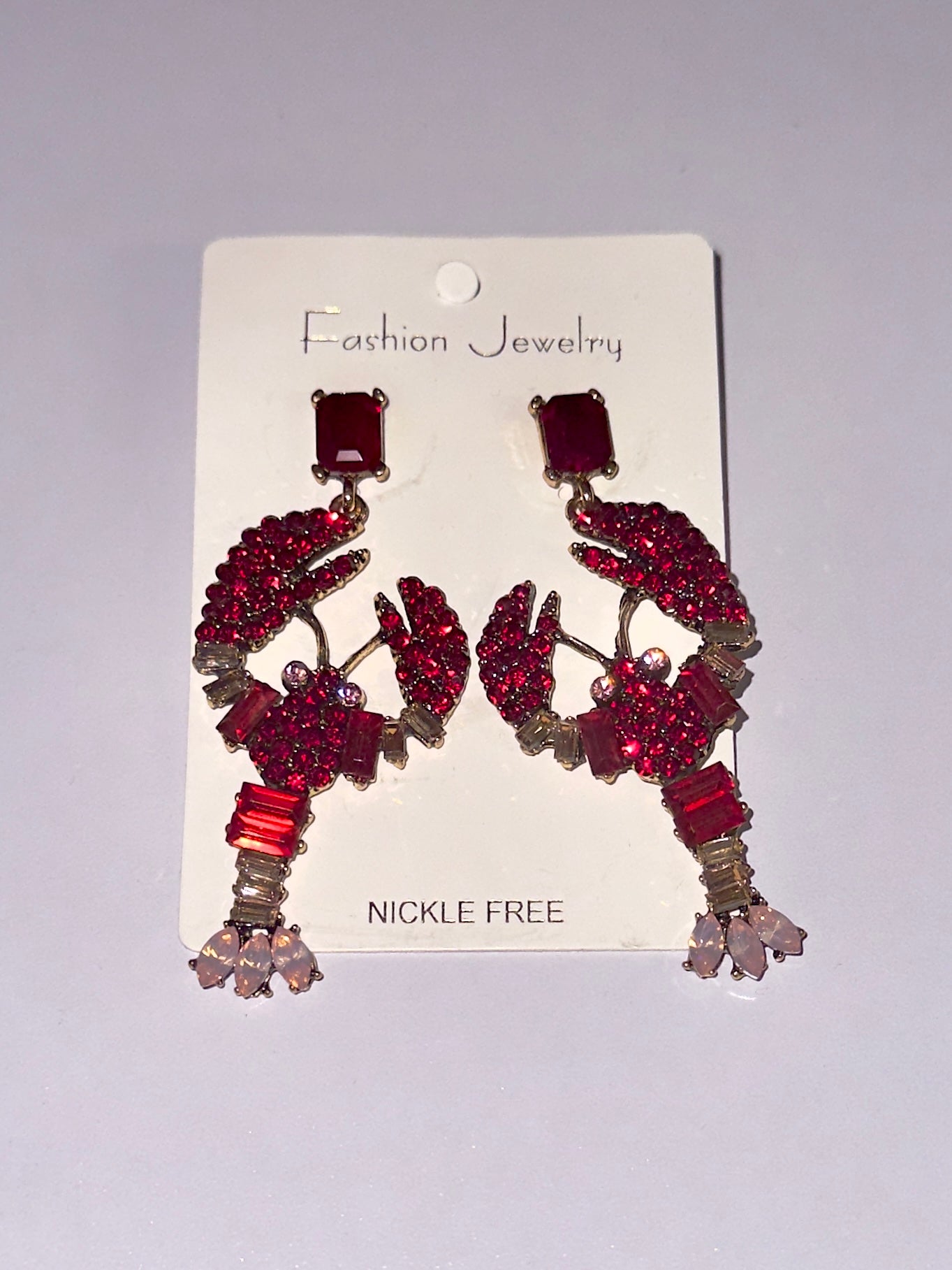 RED CRAWFISH EAR RINGS