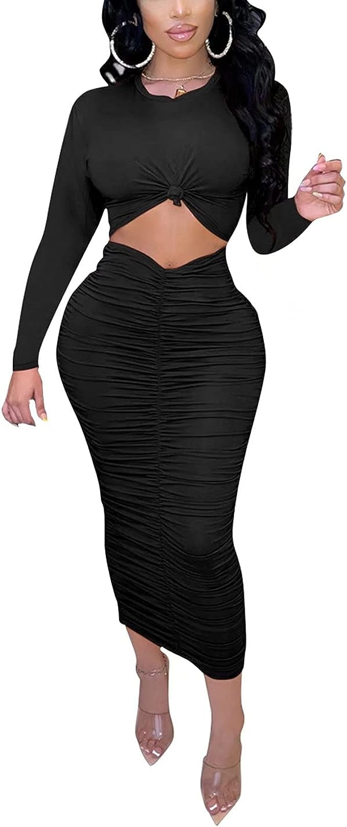 BLACK RUCHED 2 PIECE