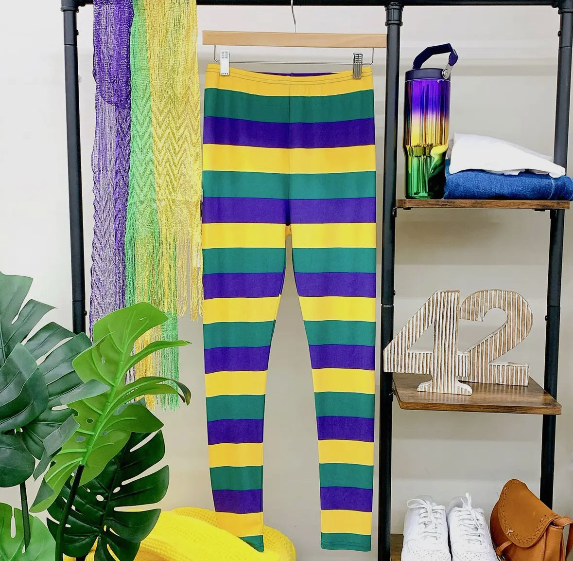 MARDI GRAS TRI COLOR LEGGINGS