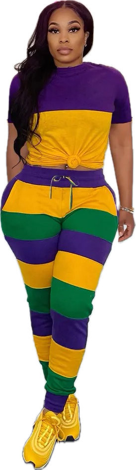 MARDI GRAS MAMBO SHORT SLEEVE 2 PIECE