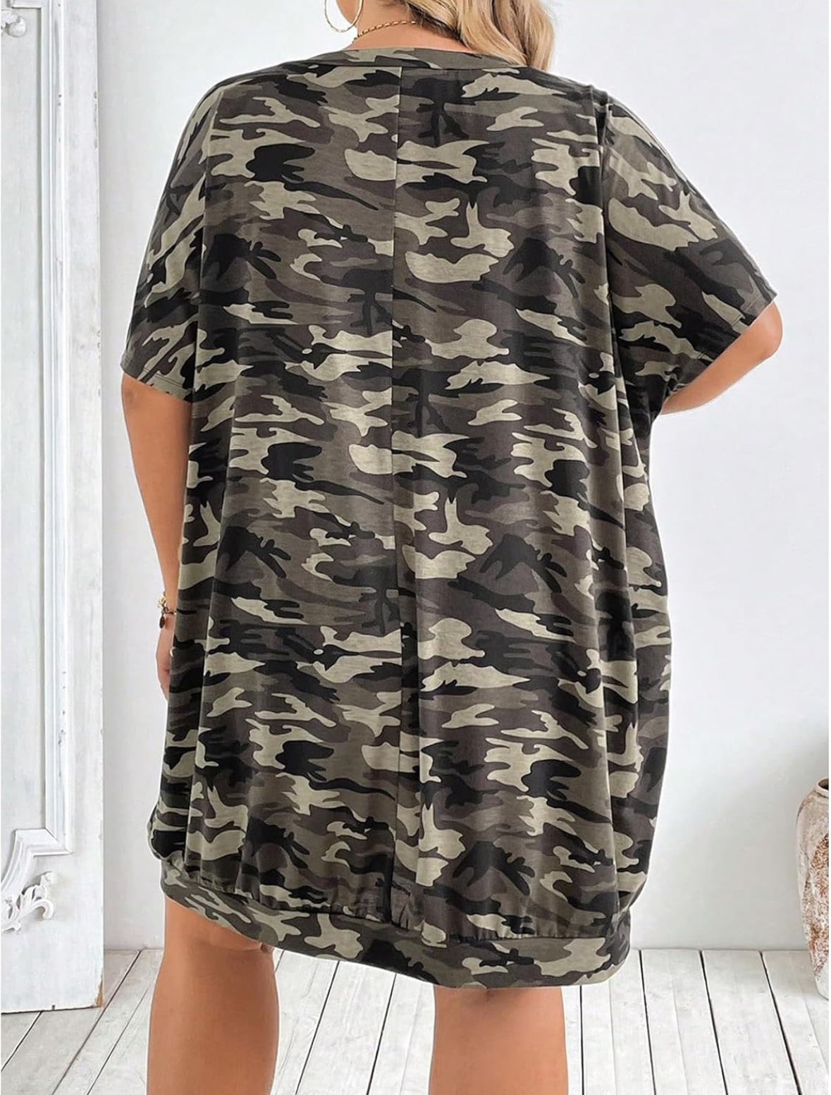 Ladies V Neck Camo Dress