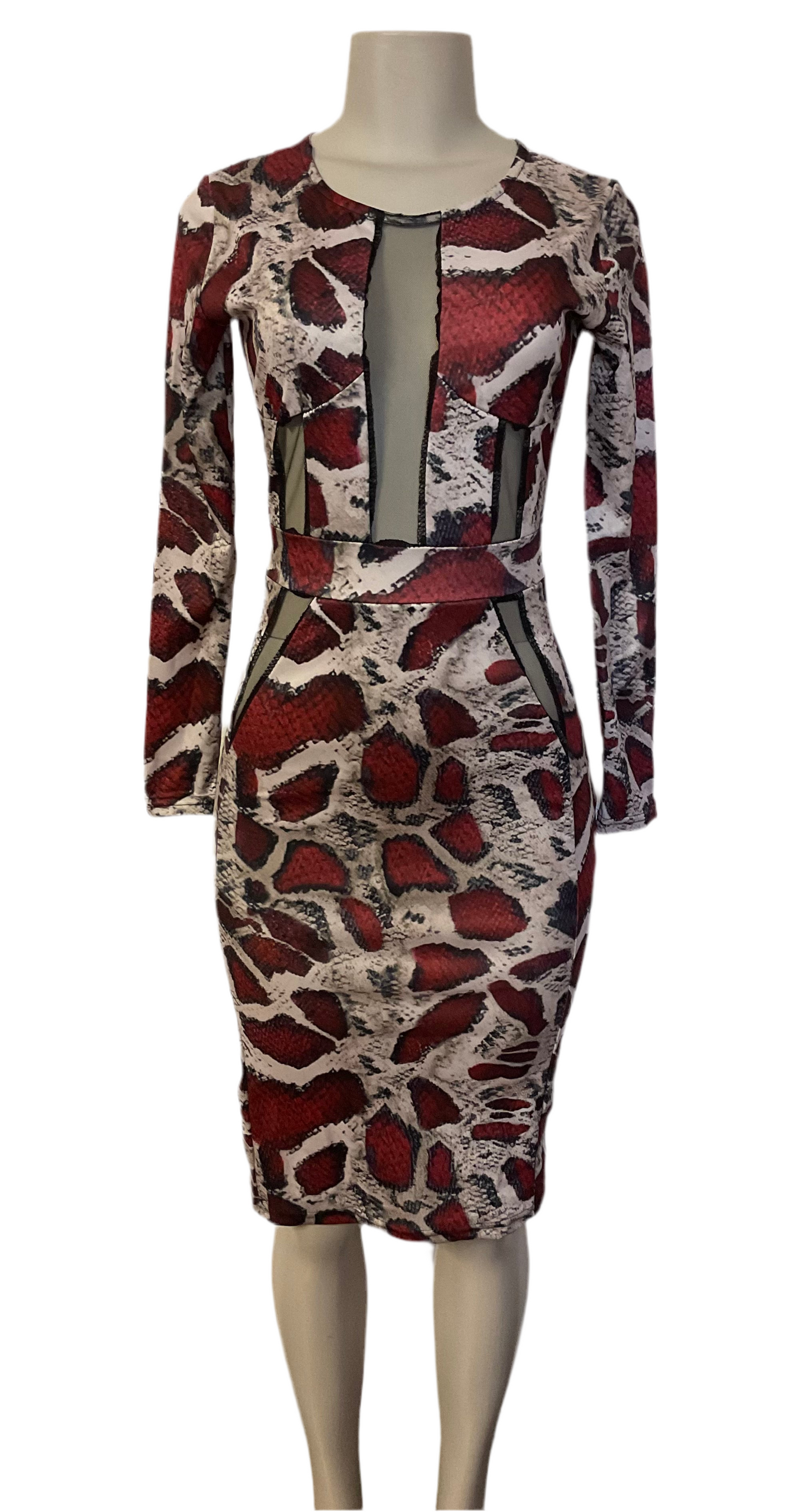 RED MULTI SNAKE SKIN DRESS