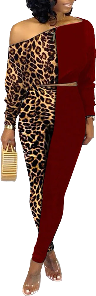 LEOPARD BURGUNDY 2 PIECE