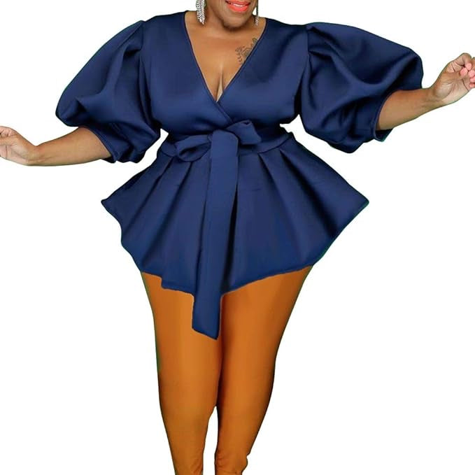 NAVY BLUE PUFF SHIRT DRESS