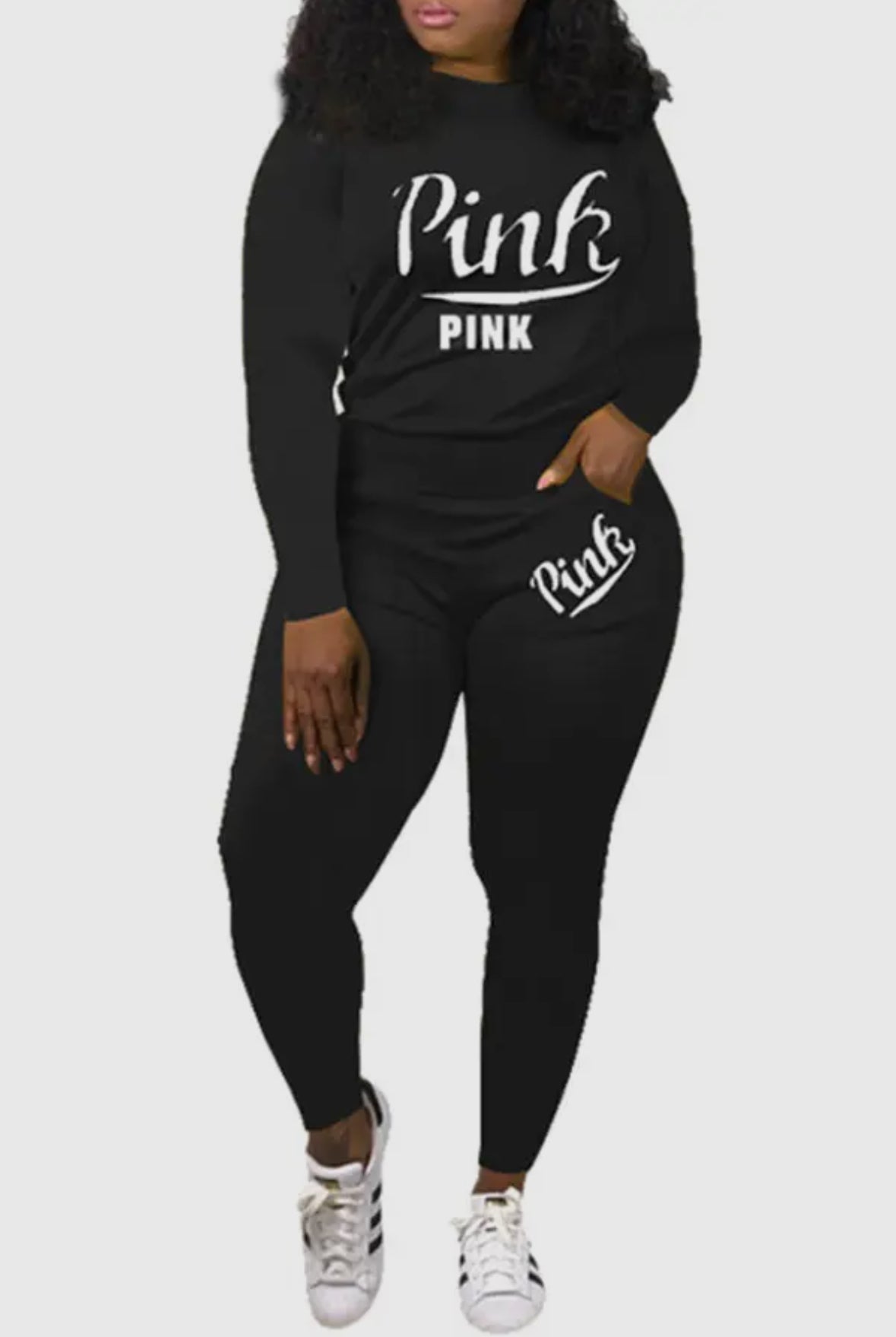 LADIES BLACK PINK 2 PIECE