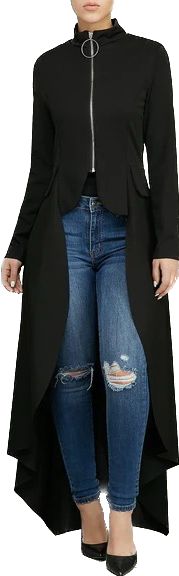 BLACK HI LO BLOUSE
