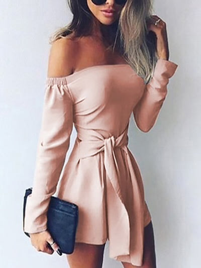 LADIES LIGHT PINK SHORTS ROMPER