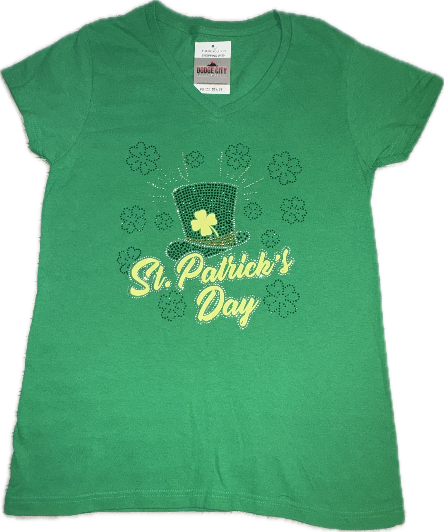 LADIES GREEN JEWEL ST. PATRICKS DAY SHIRT