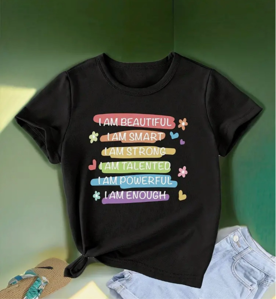 YOUTH GIRLS BLACK POSITIVE AFFIRMATION