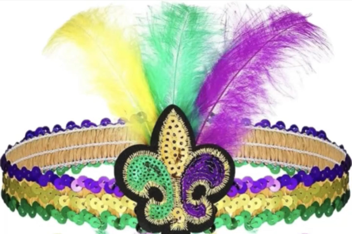 MARDI GRAS FEATHER HEADBAND
