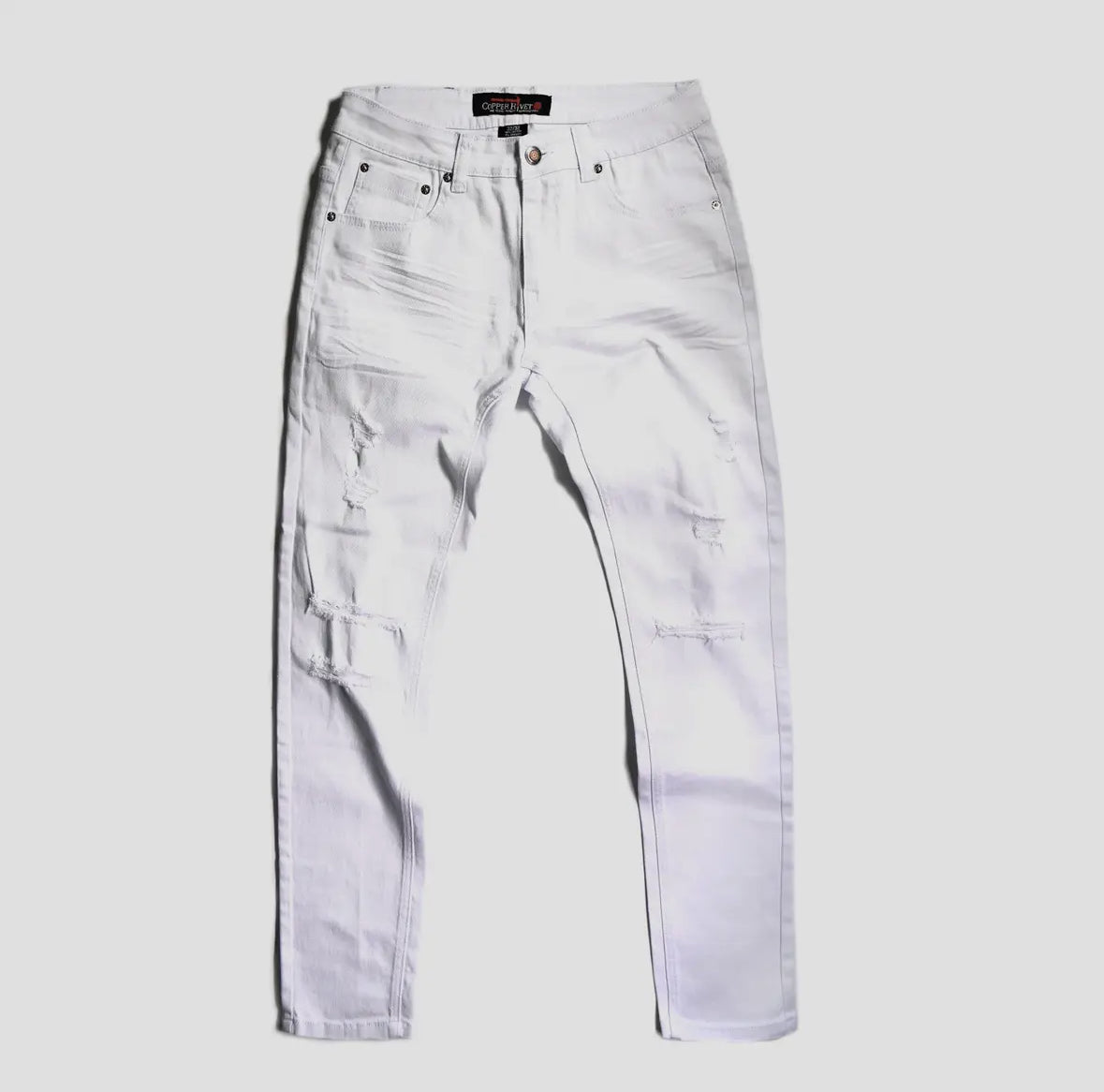 MEN WHITE JEANS WITH RIPS