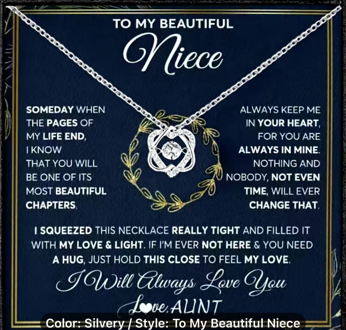 TO MY BEAUTIFUL NIECE DOUBLE HEART NECKLACE