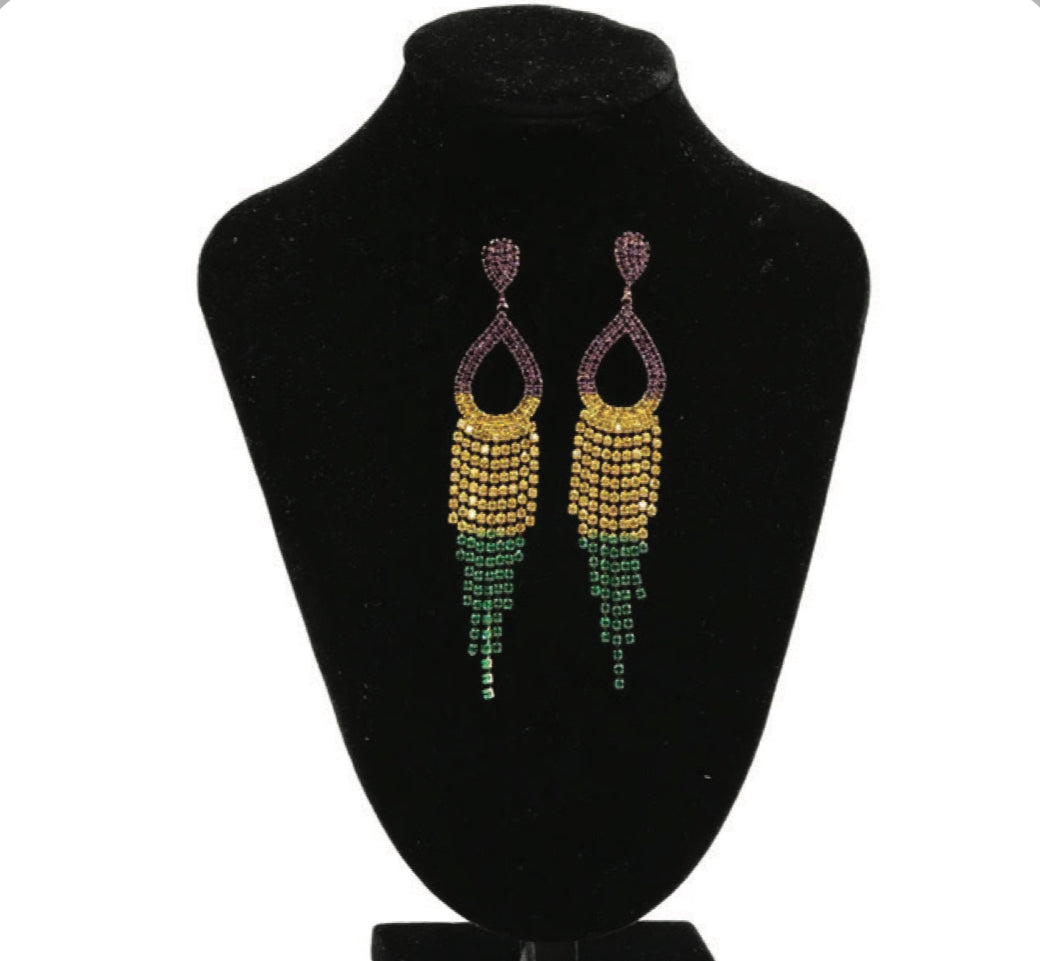 MARDI GRAS MULTICOLOR FESTIVE EAR RINGS