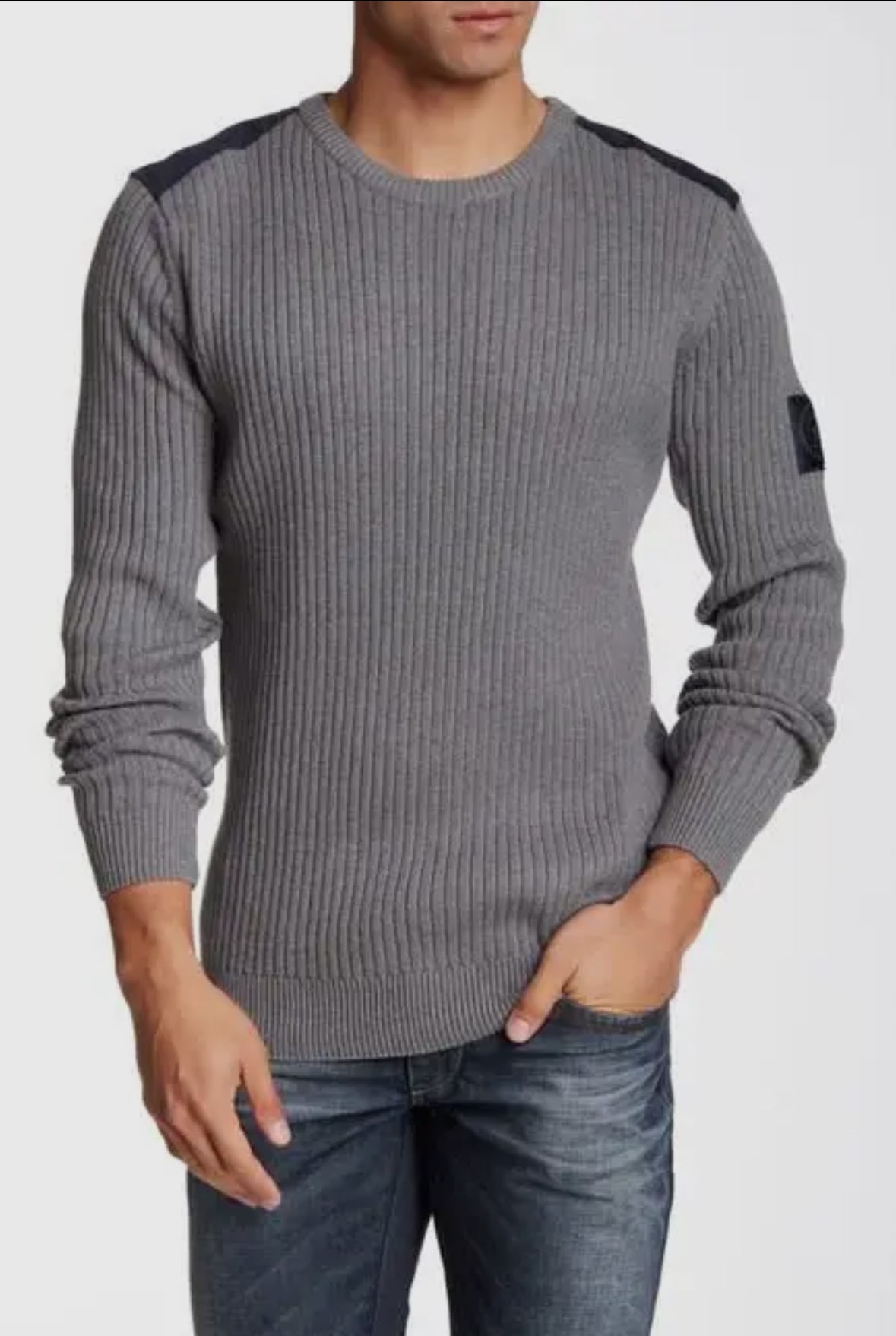 MEN GREY & NAVY SWEATER