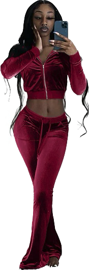 BURGUNDY 2 PIECE VELOUR SWEAT SUIT