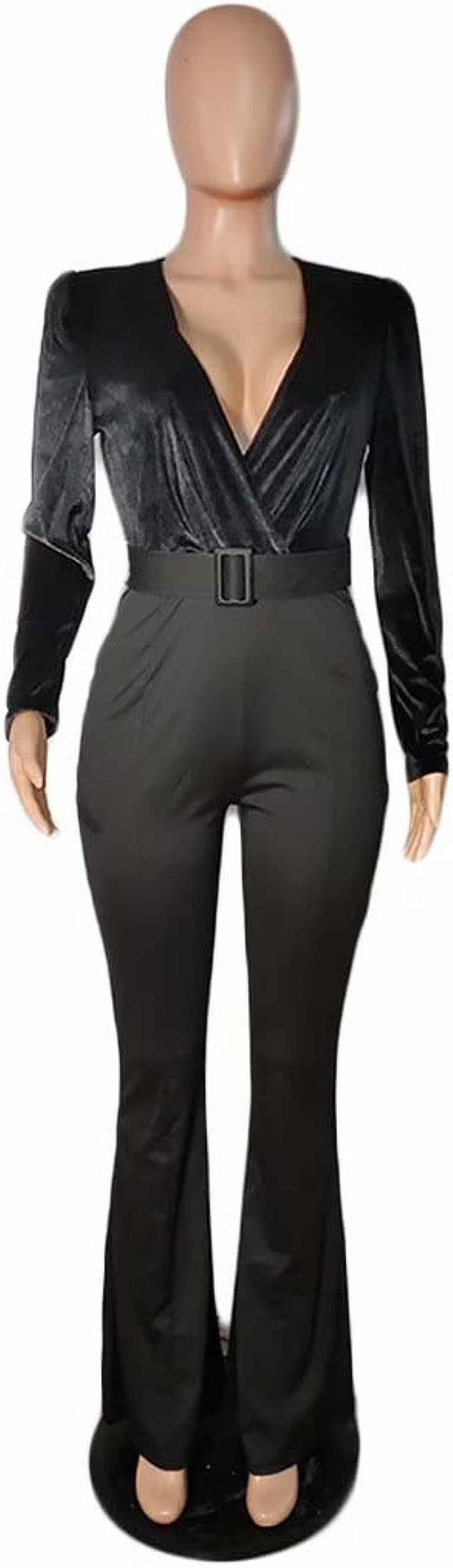 BLACK V NECK VELVET ROMPER