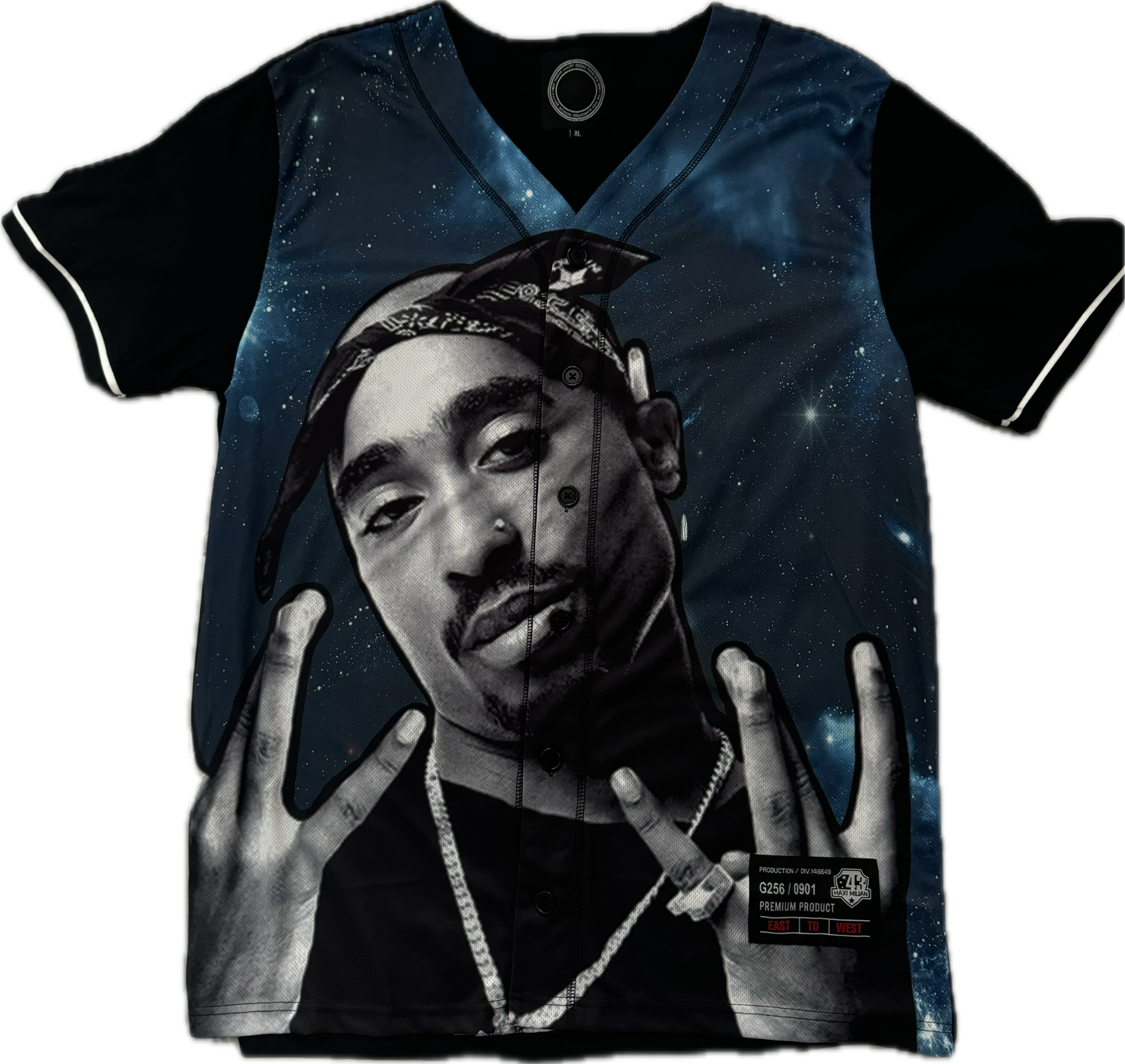 MEN BLUE & BLACK TUPAC JERSEY