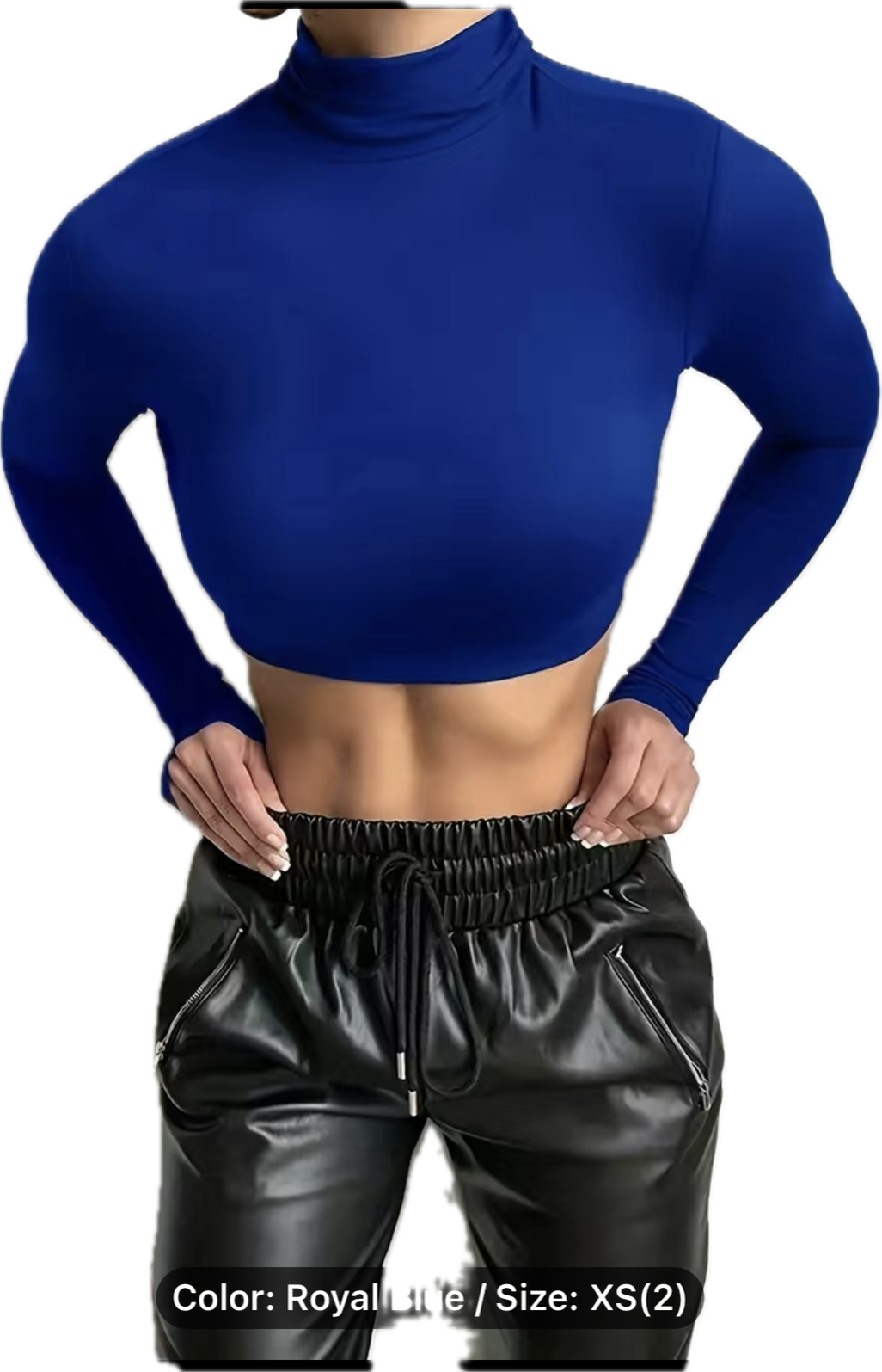 ROYAL BLUE TURTLE NECK CROP TOP