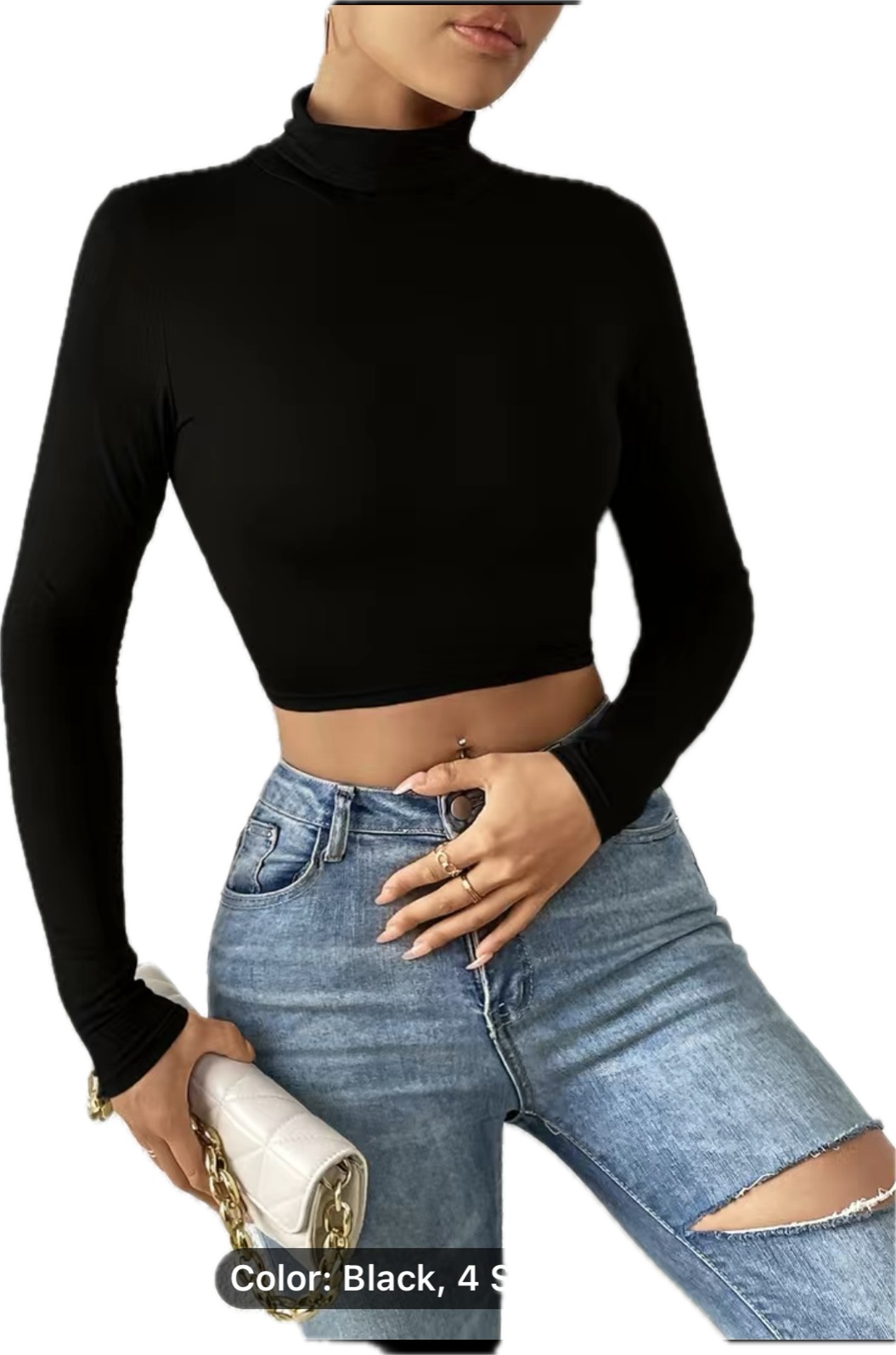 BLACK TURTLE NECK CROP TOP