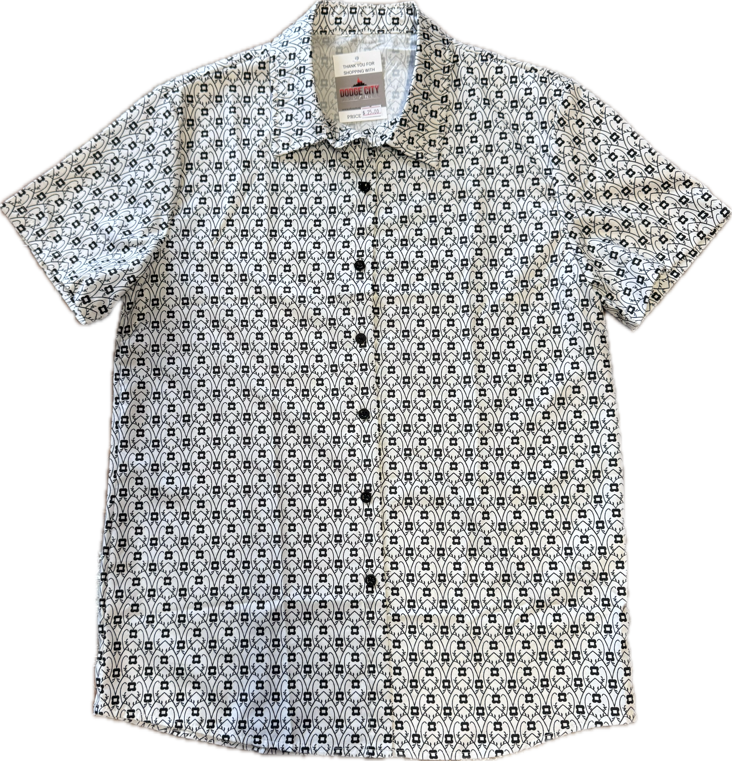 Men’s White & Black Button Down Collar Shirt