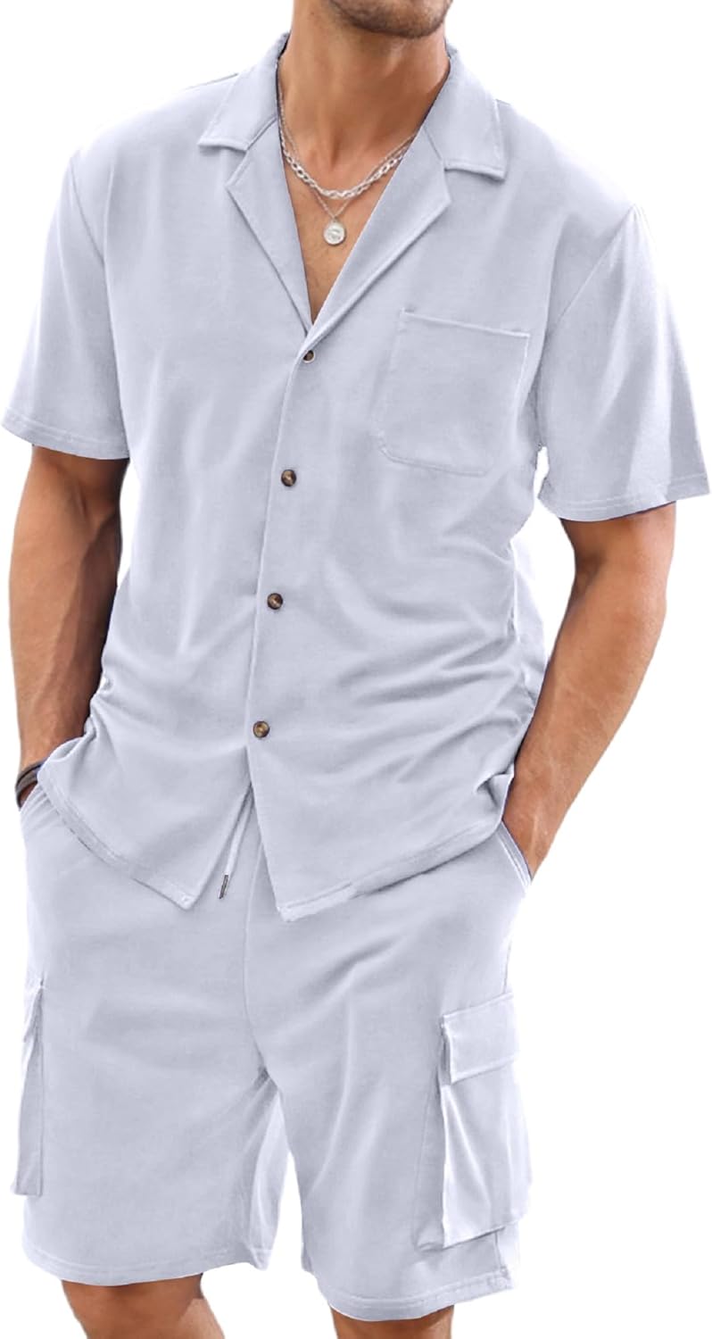Men’s Casual Button Down 2 Pcs