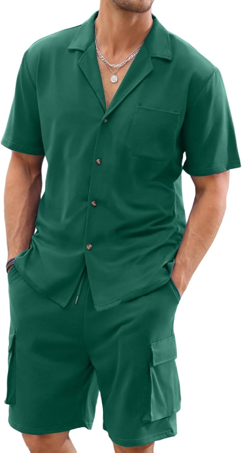 Men’s Casual Button Down 2 Pcs