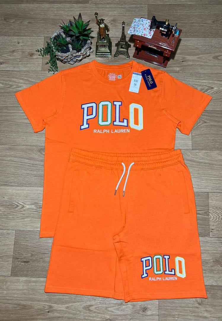 UNISEX ORANGE RALPH LAUREN POLO SHORT SET
