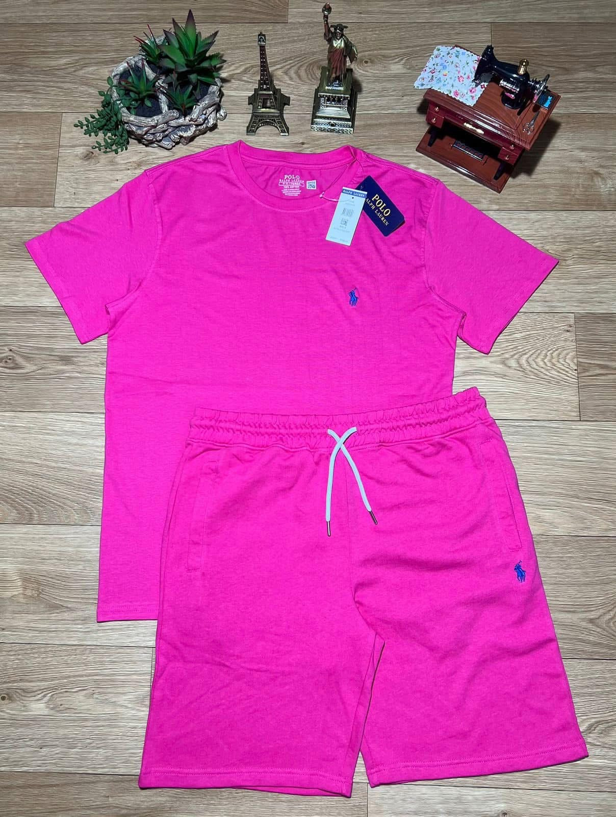 UNISEX HOT PINK RALPH LAUREN POLO SHORT SET