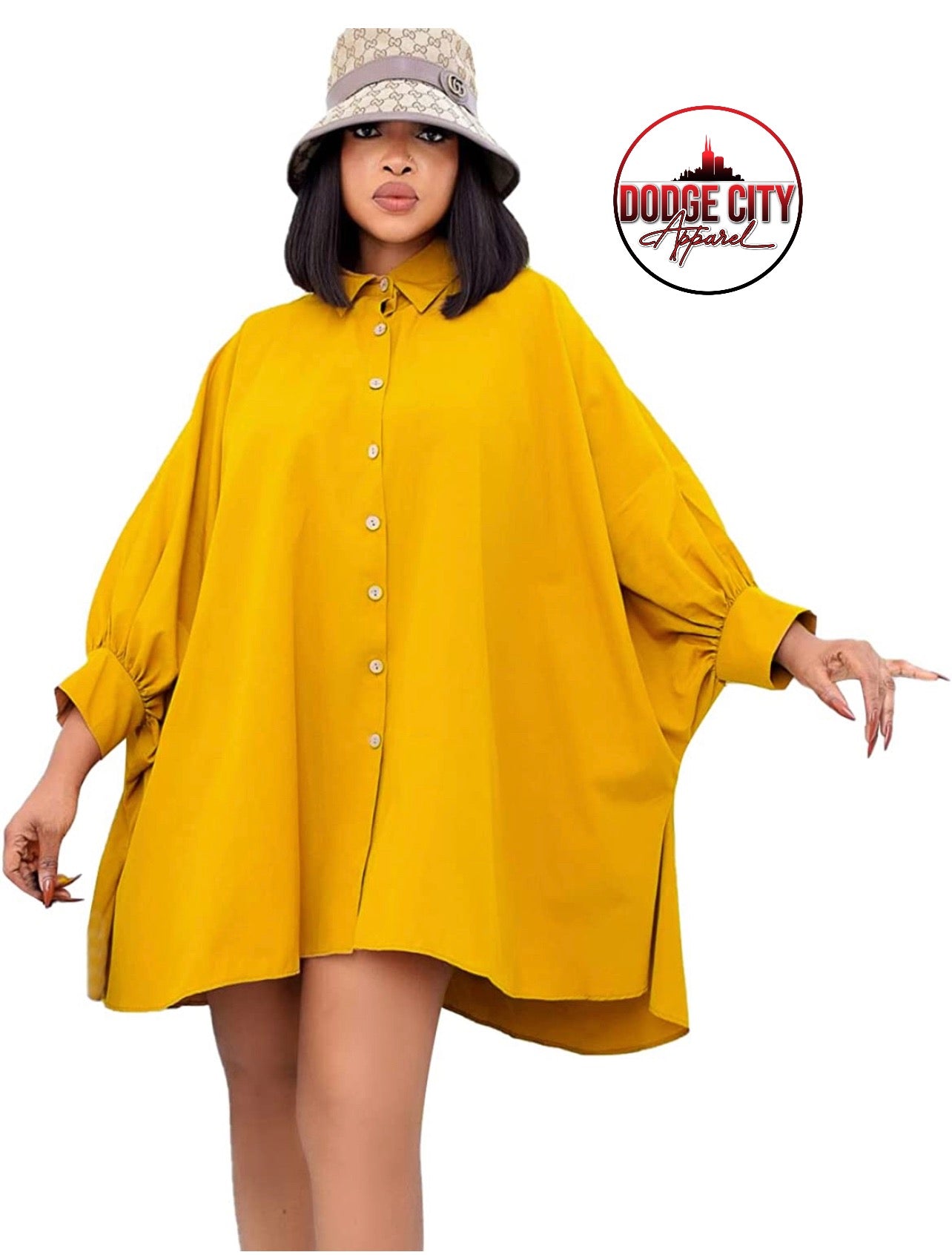 LADIES YELLOW OVERSIZED DRESS