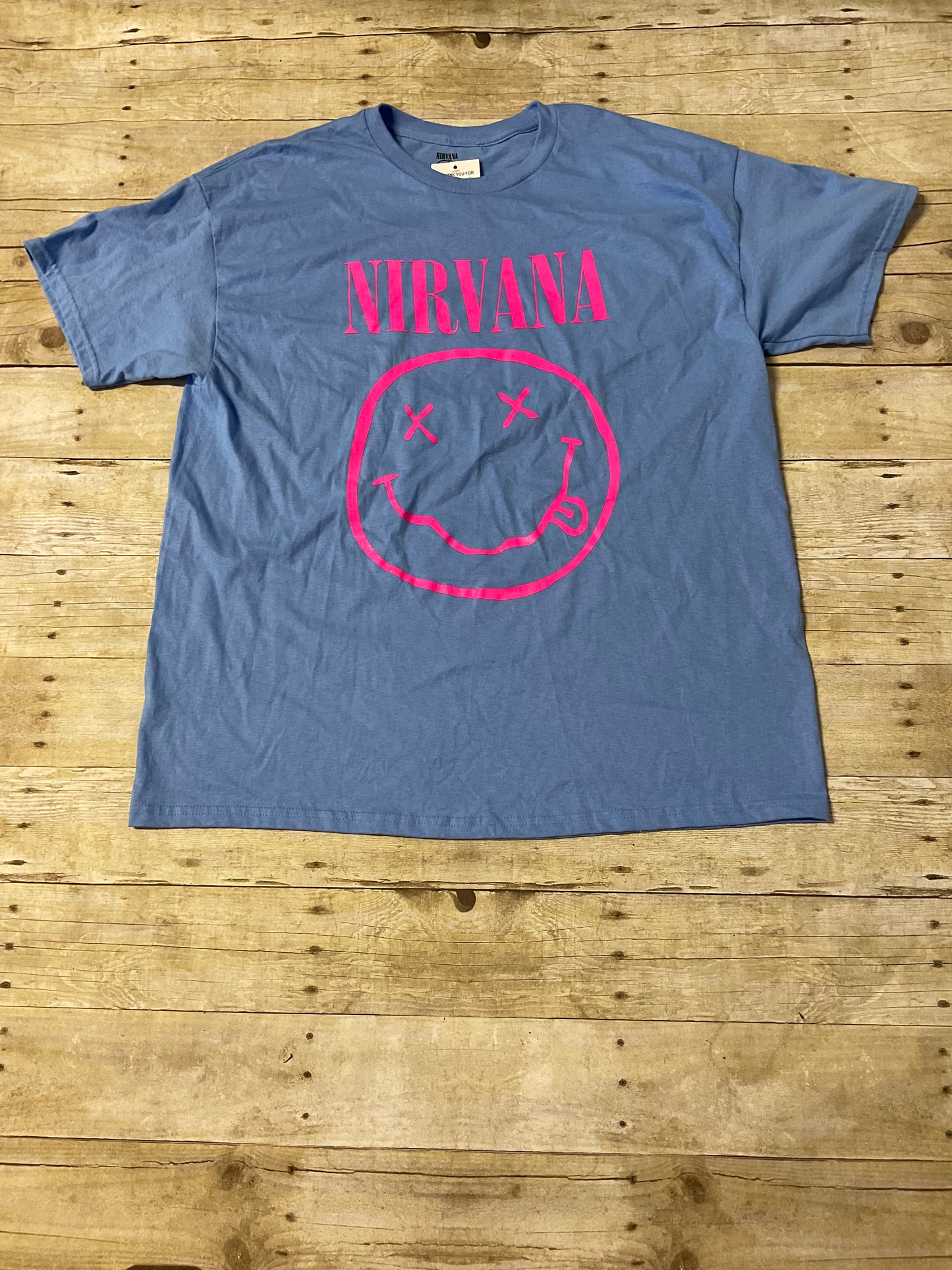 MENS BLUE/PINK NIRVANA GRAPHIC TEE