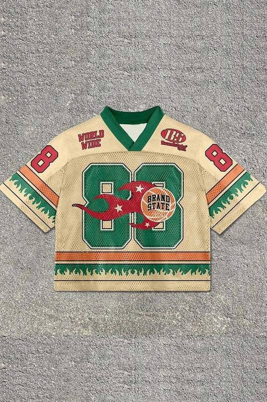 Graphic Cropped Jersey Top