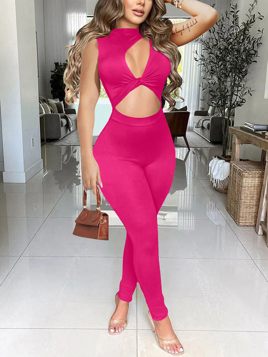 PINK BODYCON SLEEVELESS ROMPER