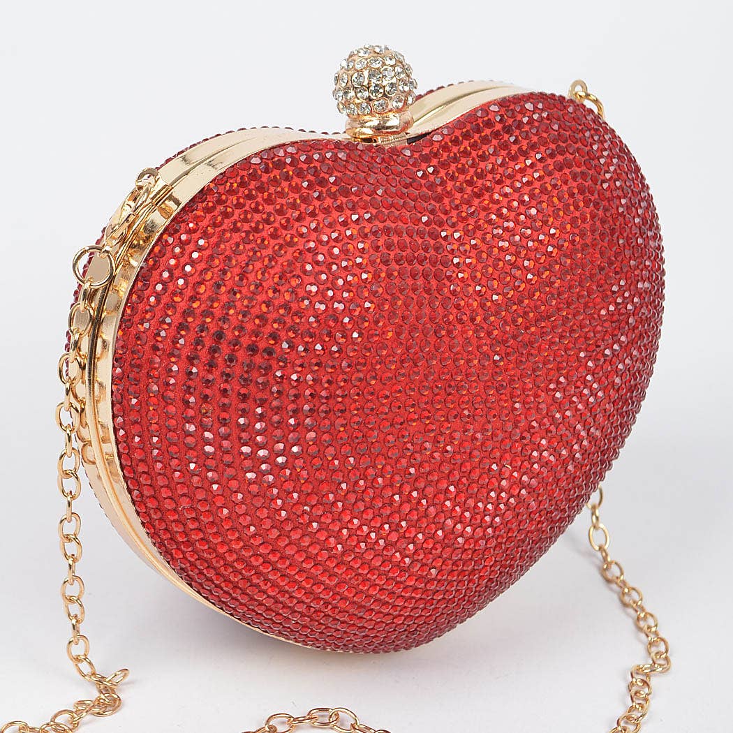 3AM BY H&D ACCESSORIES - Heart Shape Rhinestone Clutch