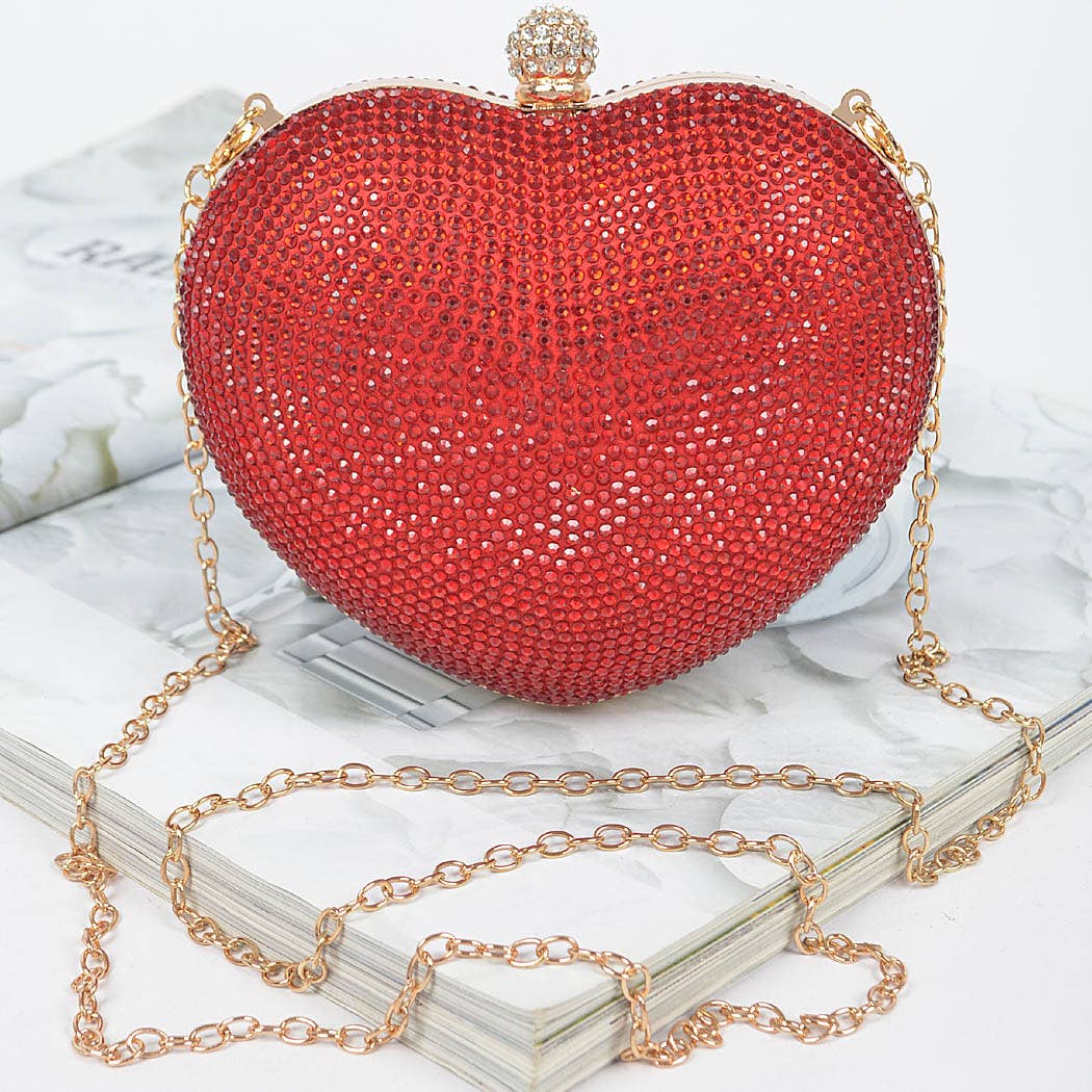 3AM BY H&D ACCESSORIES - Heart Shape Rhinestone Clutch