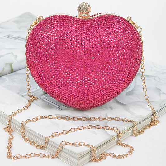 3AM BY H&D ACCESSORIES - Heart Shape Rhinestone Clutch
