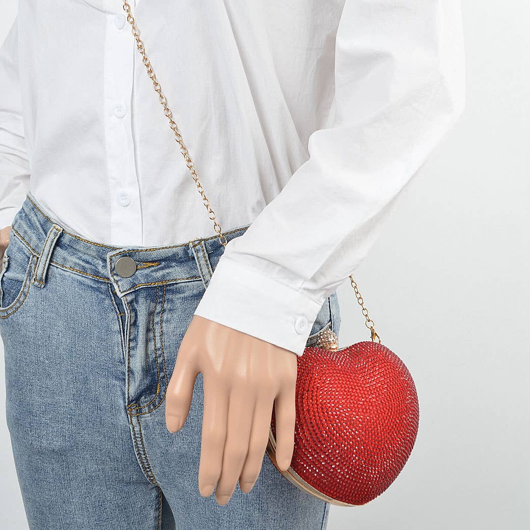 3AM BY H&D ACCESSORIES - Heart Shape Rhinestone Clutch