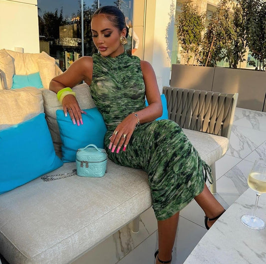 Ladies Ruched Camo Dress
