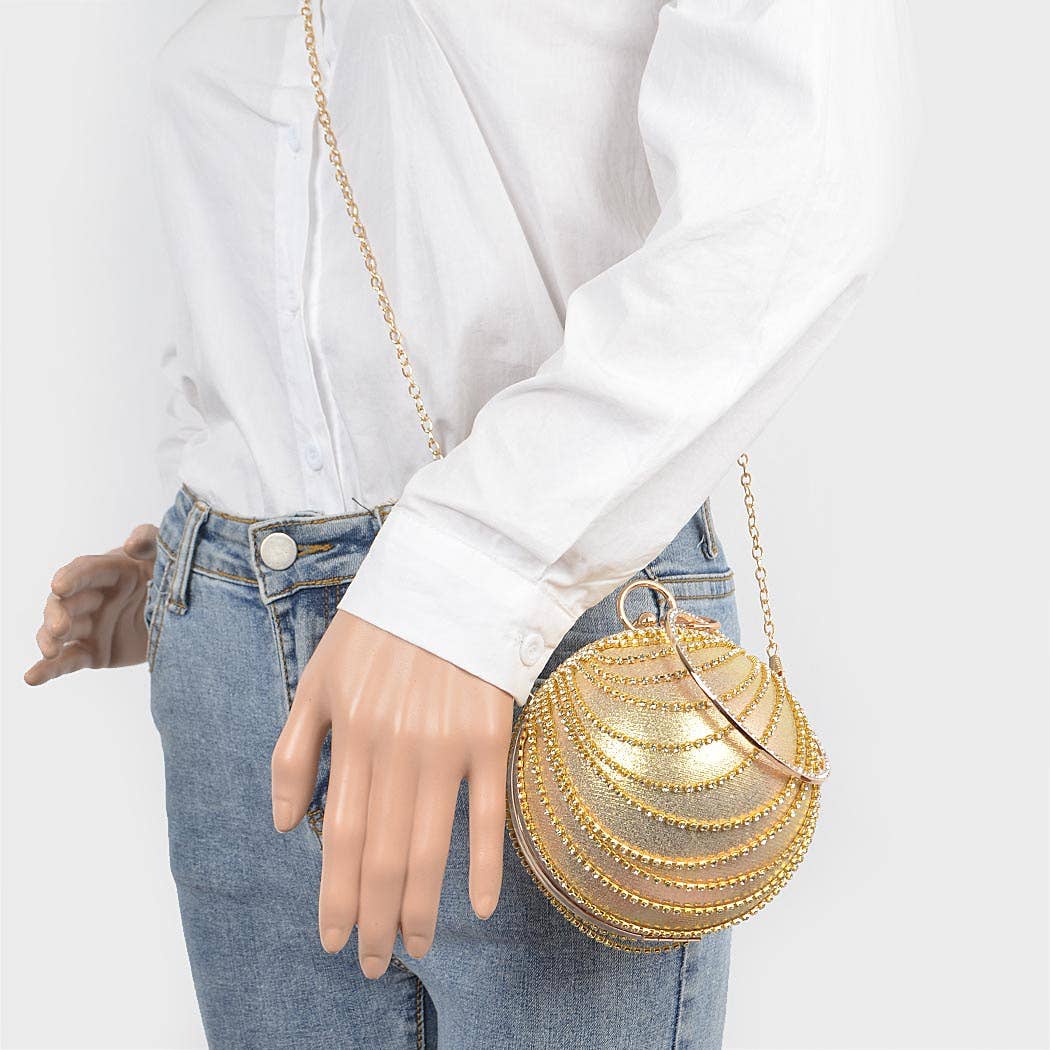 3AM BY H&D ACCESSORIES - Rhinestone Round Party Clutch