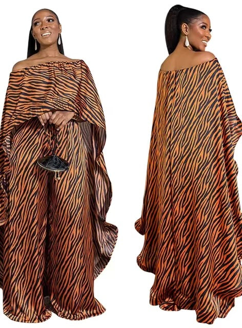 ORANGE AND BLACK ZEBRA PRINT 2 PIECE