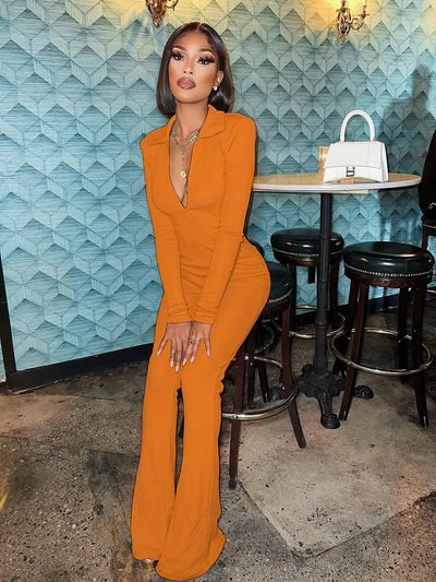 LADIES PLUS ORANGE RIBBED ROMPER