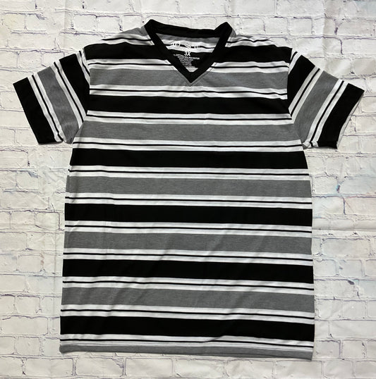 MENS BLACK GREY WHITE STRIPED SHIRT