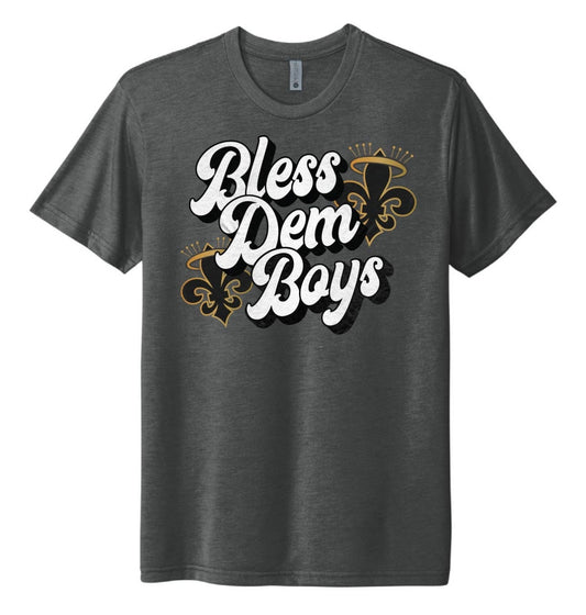 MEN GREY SAINTS BLESS DEM GRAPHIC TEE