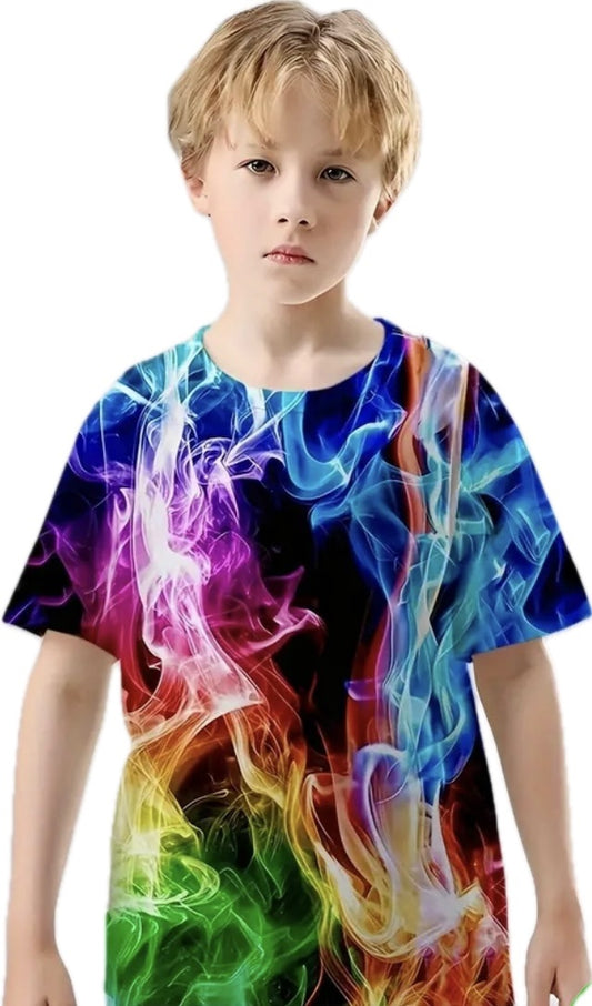 YOUTH BOYS BLACK MULTICOLOR SMOKE SHIRT