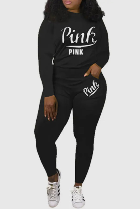 LADIES BLACK PINK 2 PIECE