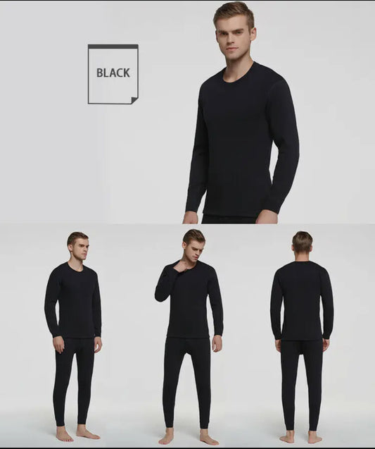 MEN BLACK LONG JOHN THERMAL SUIT