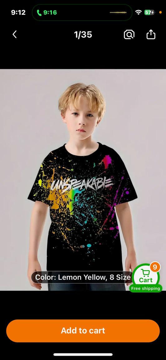 YOUTH BOYS BLACK MULTICOLOR ”UNSPEAKABLE” SHIRT