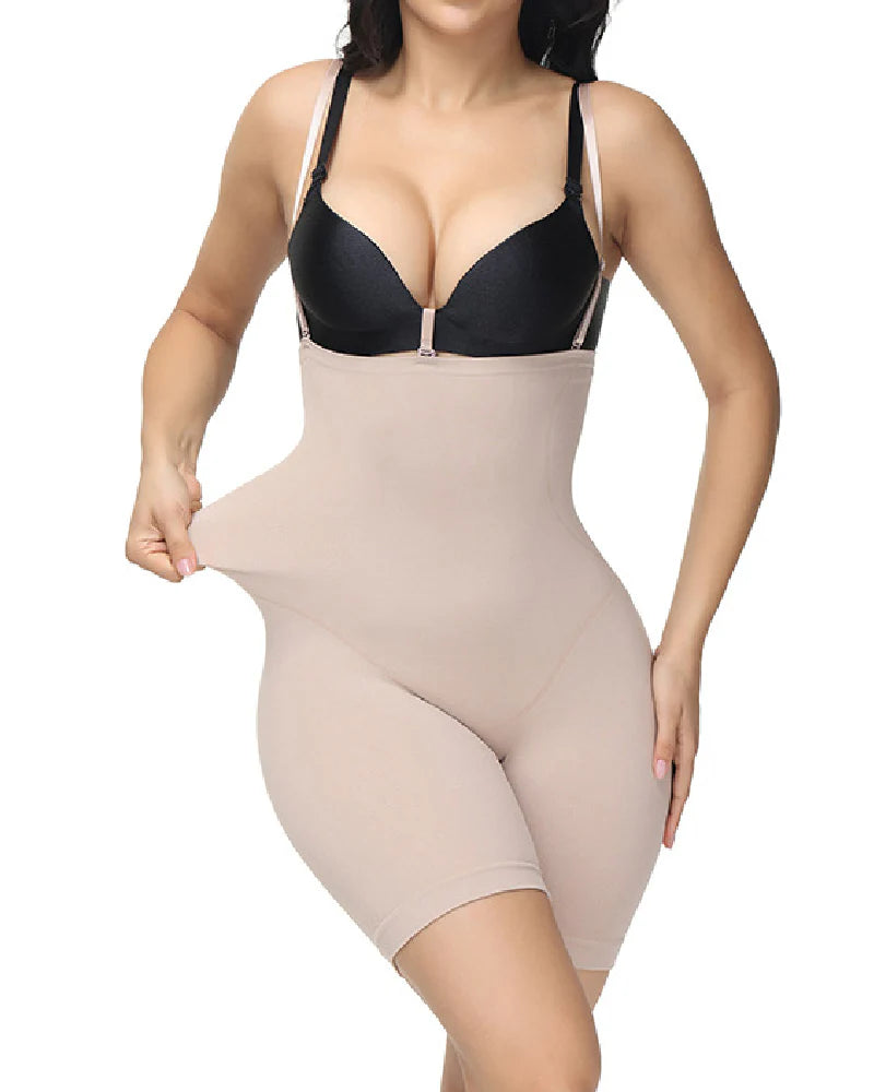 Back Seamless Open Bust Elastic Bodysuit Tummy Control Thigh Slimmer High Waist Shapewear