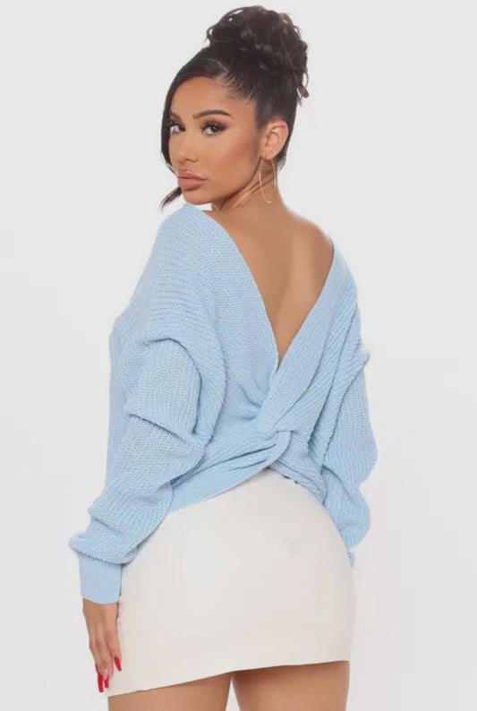 LADIES LIGHT BLUE REVERSABLE SWEATER